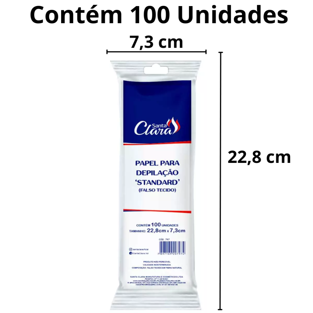 Papel Depilação Standart Falso Tecido 100 Un