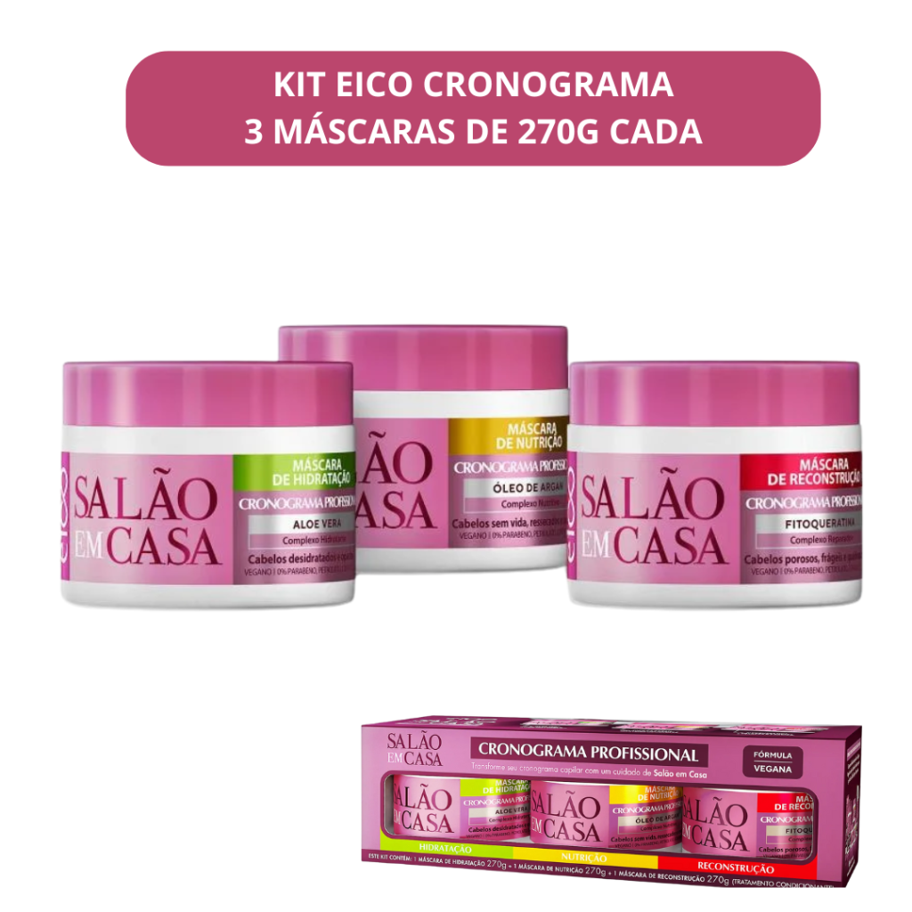 Kit Eico Cronograma Capilar 3 Máscaras 
