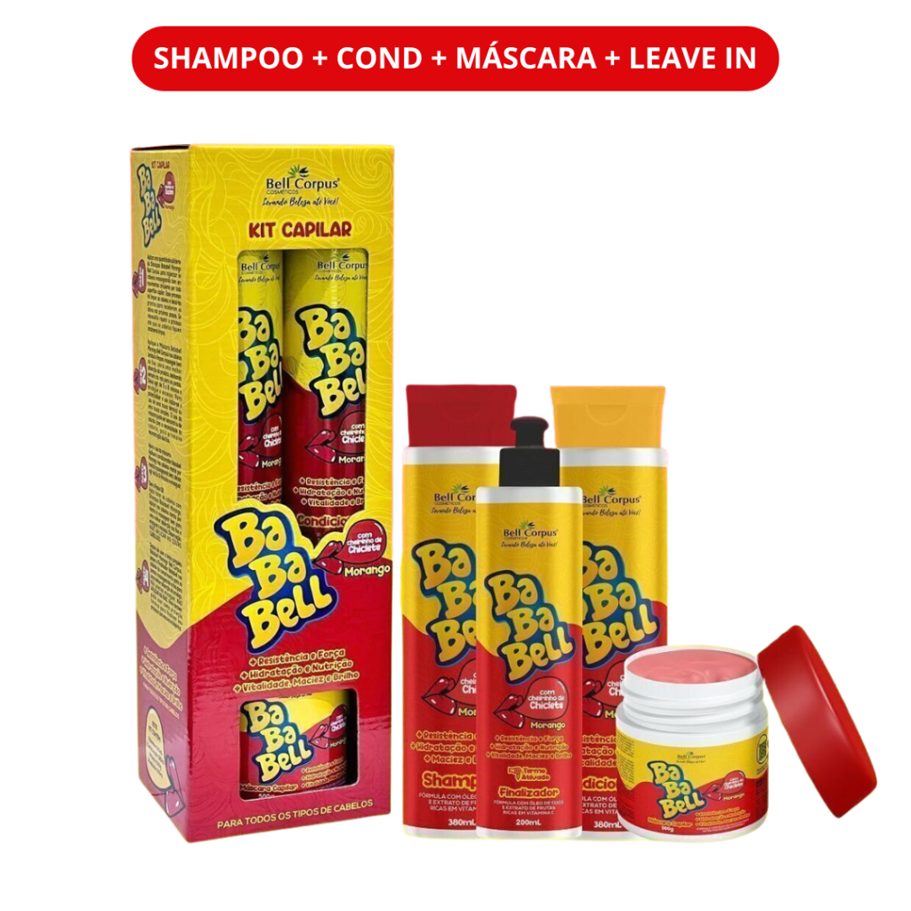 Kit Bababell Morango 4 Peças 