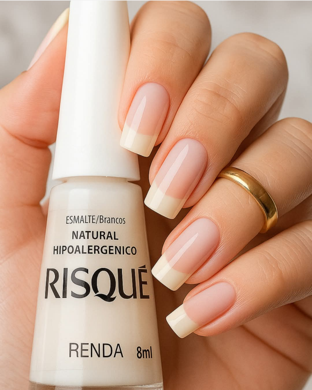 Esmalte Branco Risqué Renda Natural Transparente  