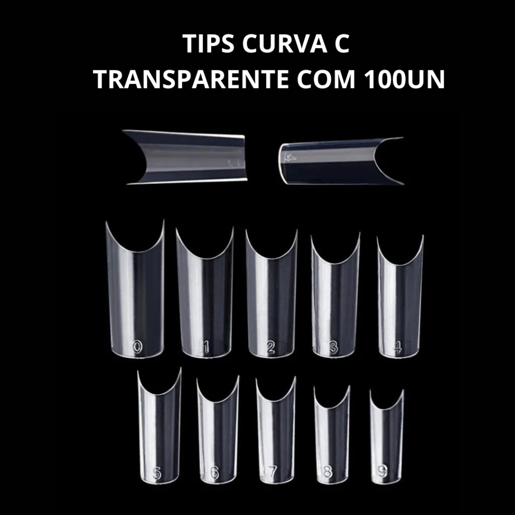 Tips Curva C - com 100un - Transparente 