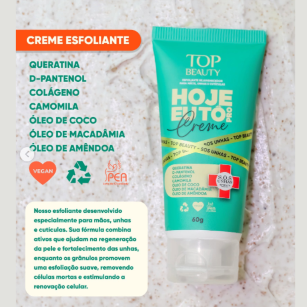 Esfoliante Unhas Top Beauty Hoje eu Tô Rejuvenecedor 60g 
