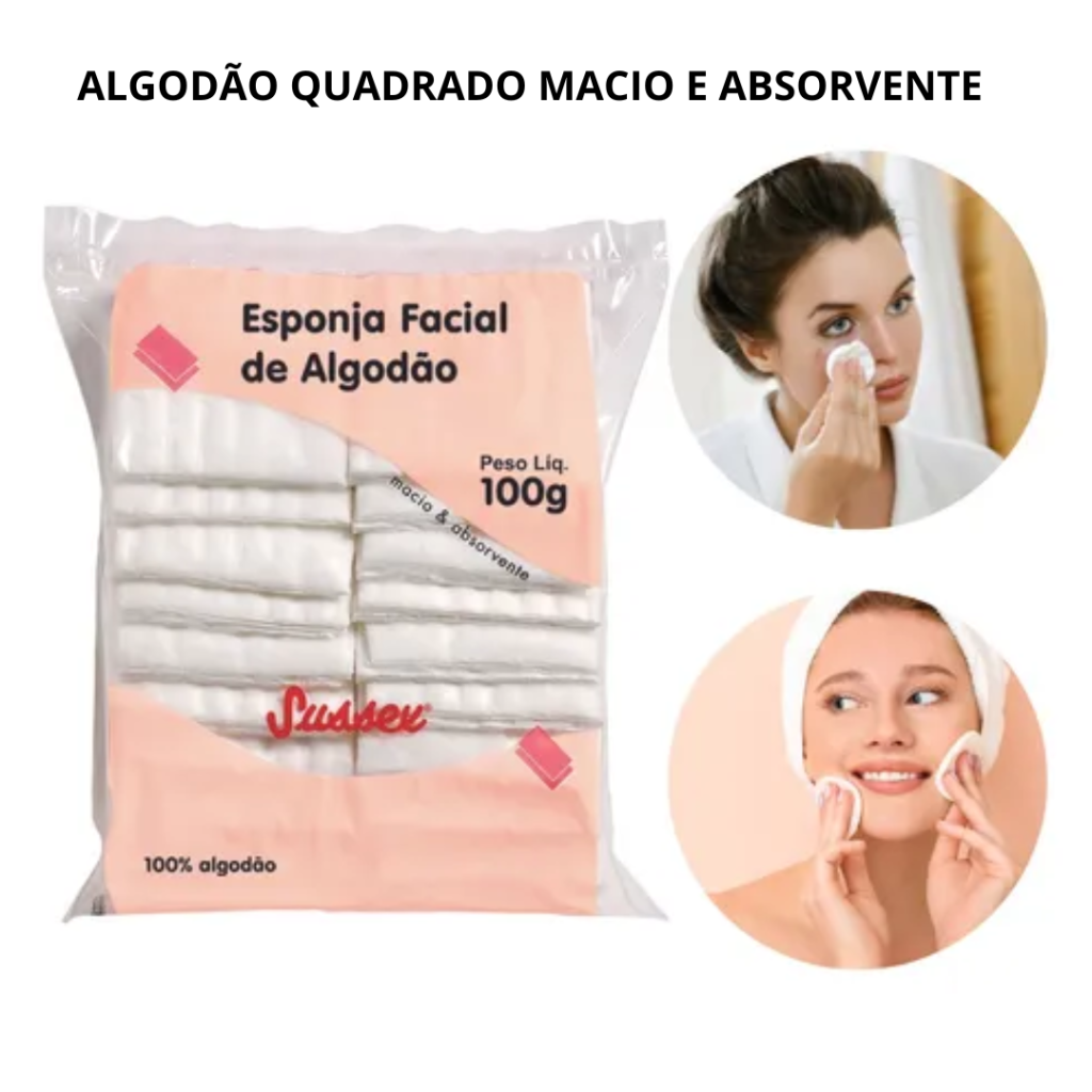 Algodão Sussex Esponja Facial Multi-Uso 100g