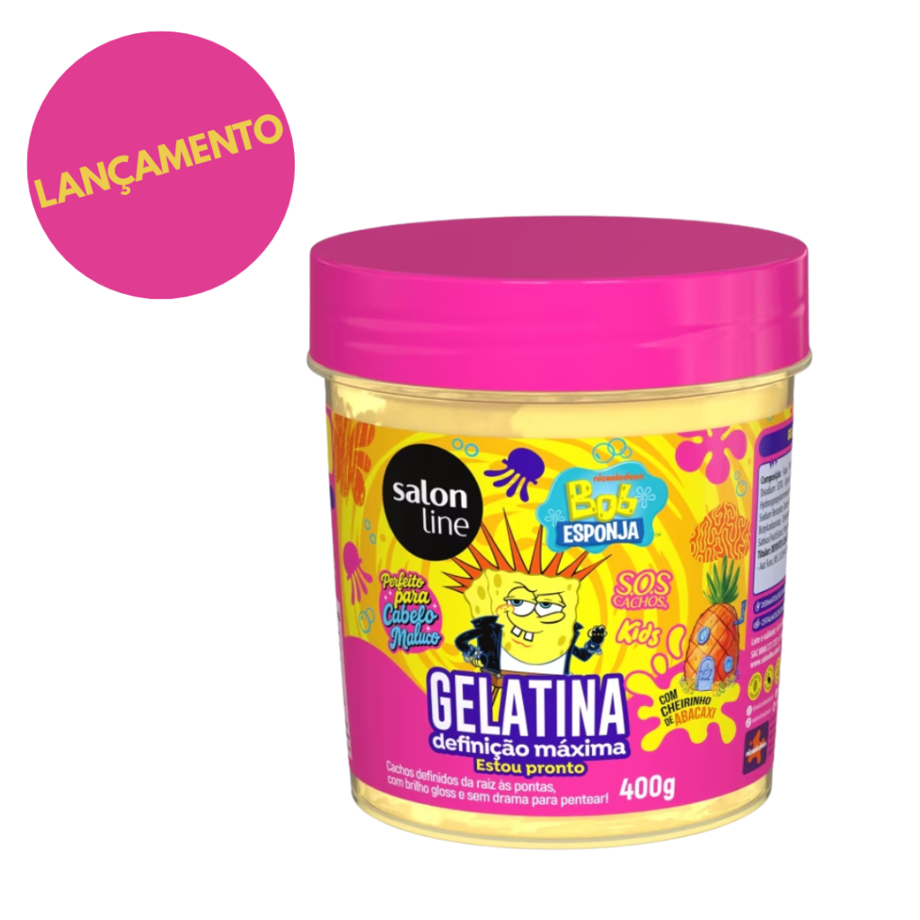 Gelatina Salon Line SOS Cachos Kids Bob Esponja Perfume de Abacaxi 400g