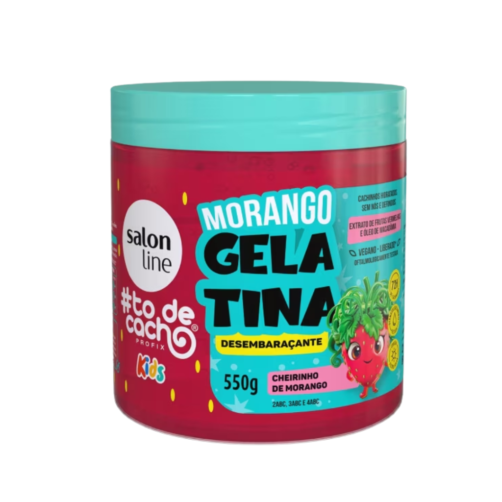 Gelatina Salon Line To de Cachos Kids Morango 550g