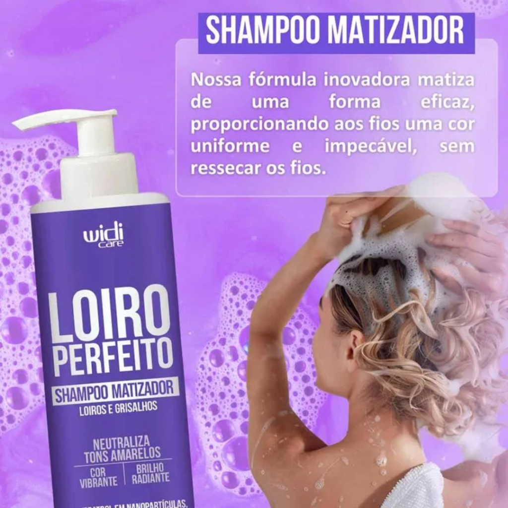 Matizador Loiro Shampoo Widi Care Loiro e Grisalhos Perfeitos 300ml 