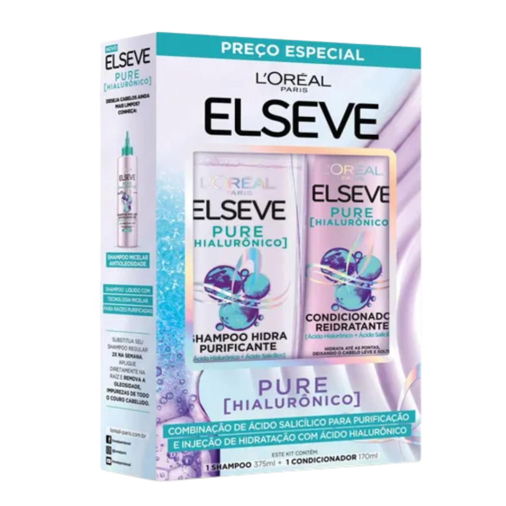 Kit Elseve SHampoo 350ml + Cond 170ml Pure Hialurônico 