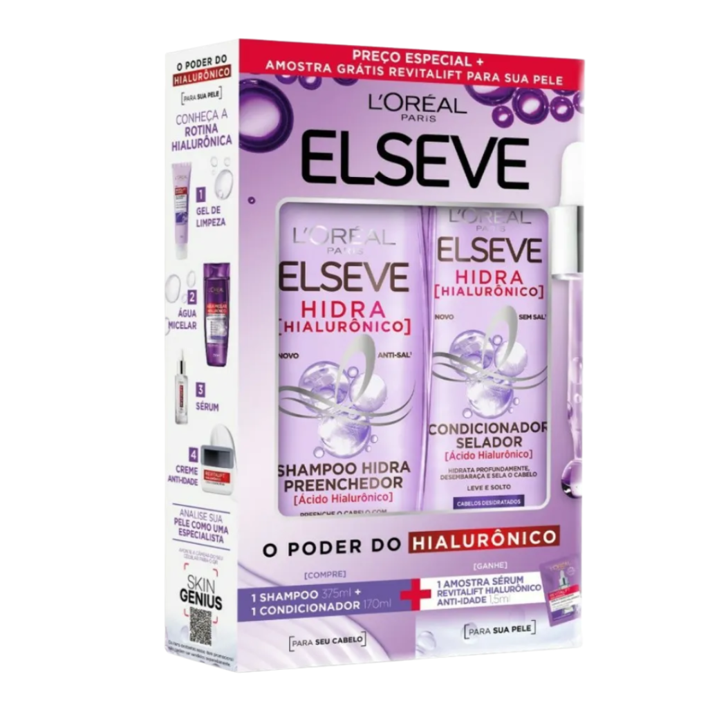 Kit Elseve Shampoo 350ml + Cond 170ml Hidra Hialurônico 