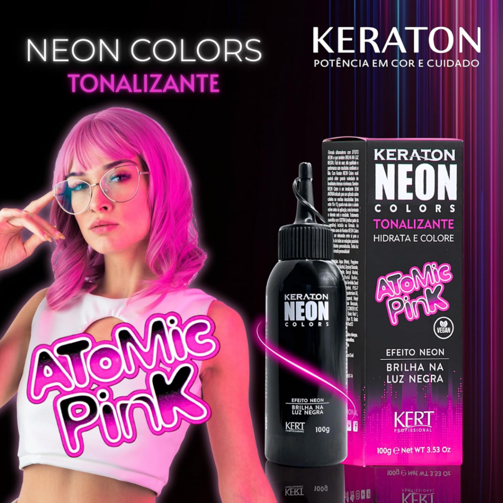 Tonalizante Rosa Keraton Hard Color Neon Atomic Pink 100g