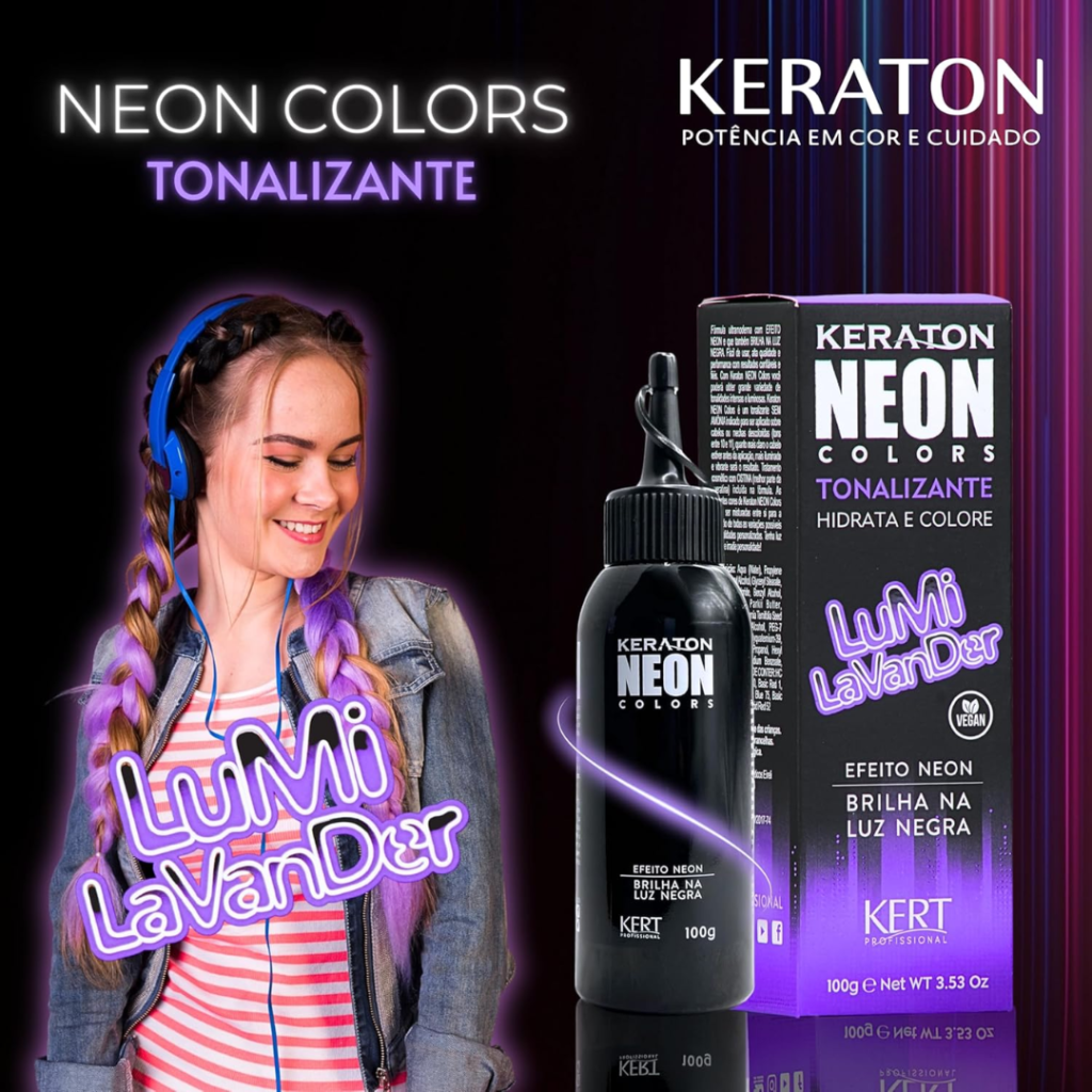 Tonalizante Roxo Keraton Hard Color Neon Lumi Lavander 100g