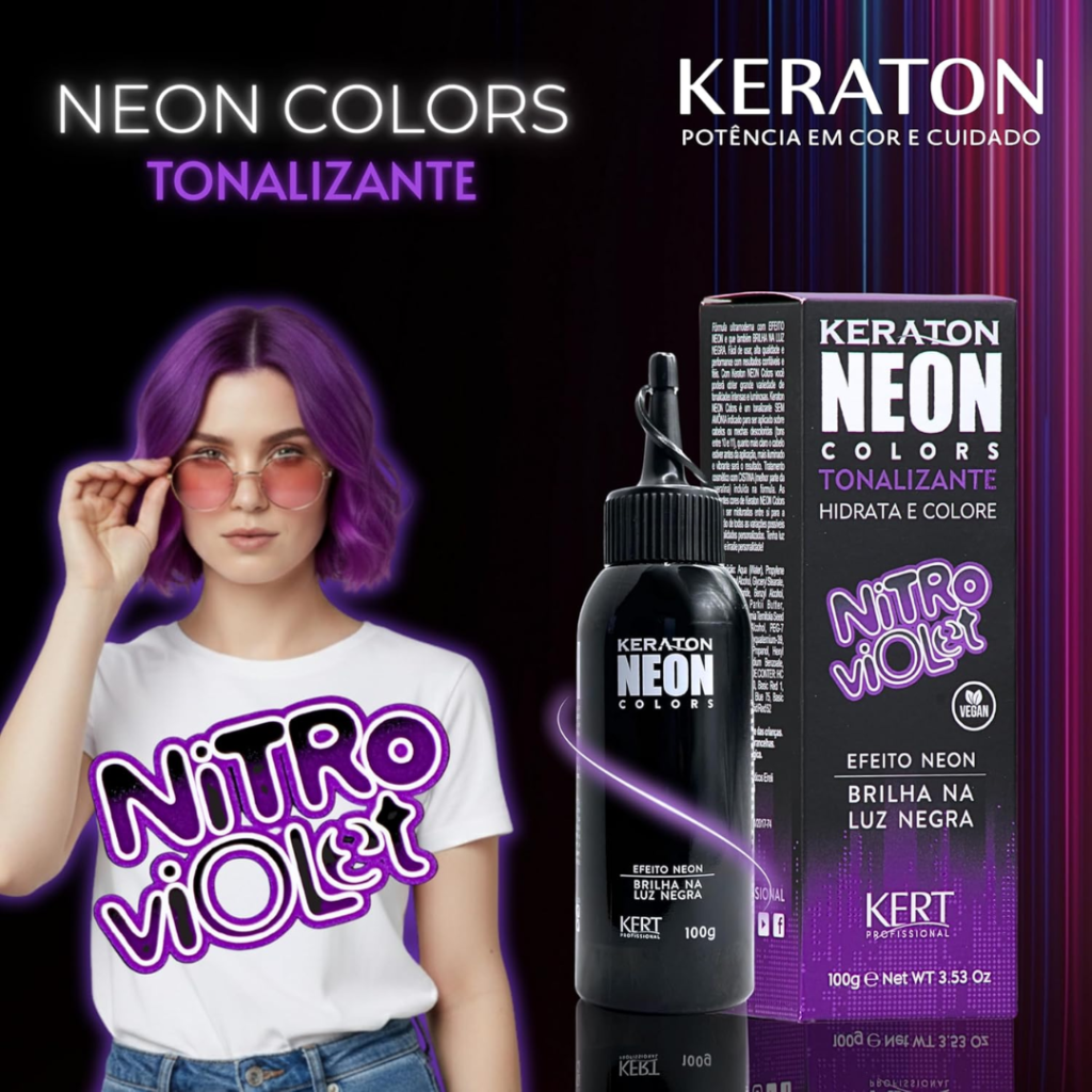 Tonalizante Roxo Keraton Hard Color Neon Nitro Violet 100g