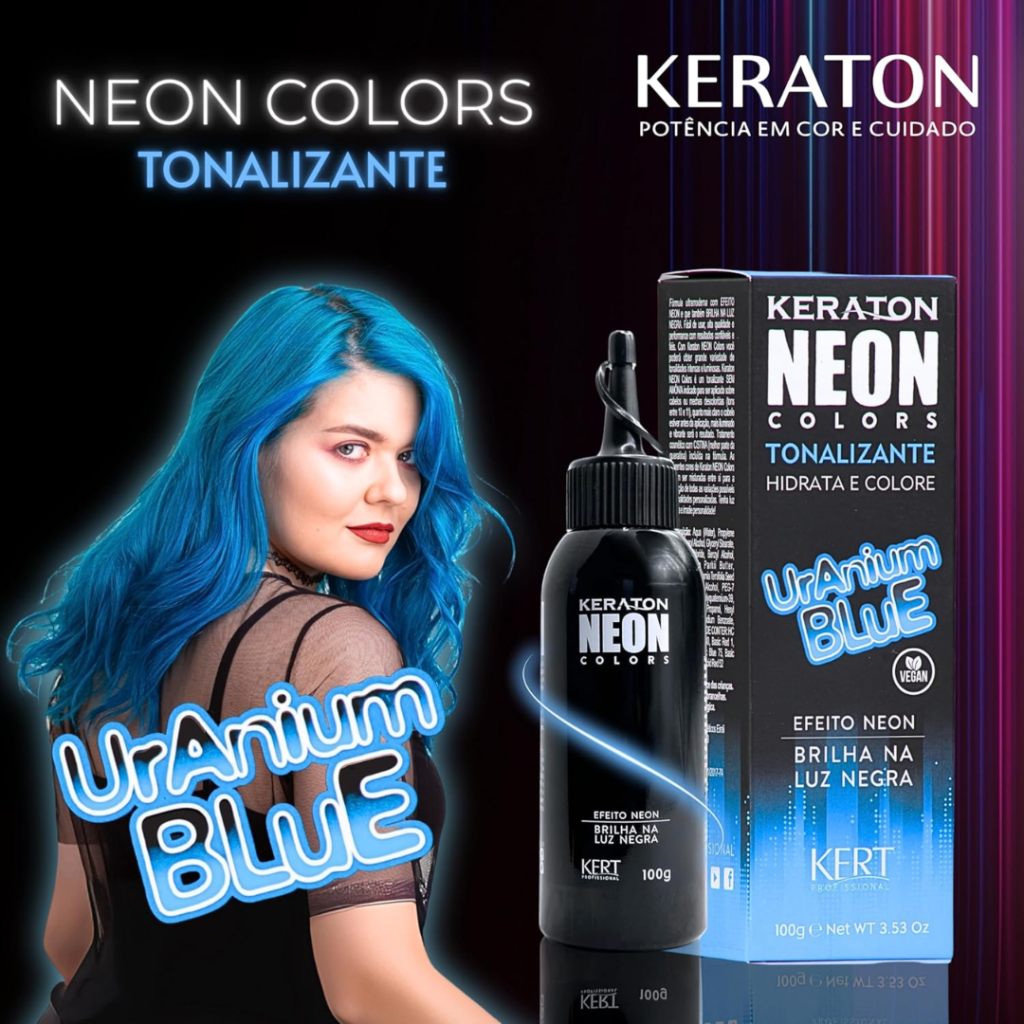 Tonalizante Azul Keraton Hard Color Neon Uranium Blue 100g