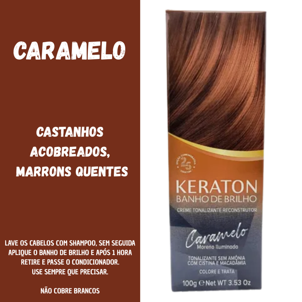 Matizador Marrom Banho de Brilho Keraton Caramelo 100g  