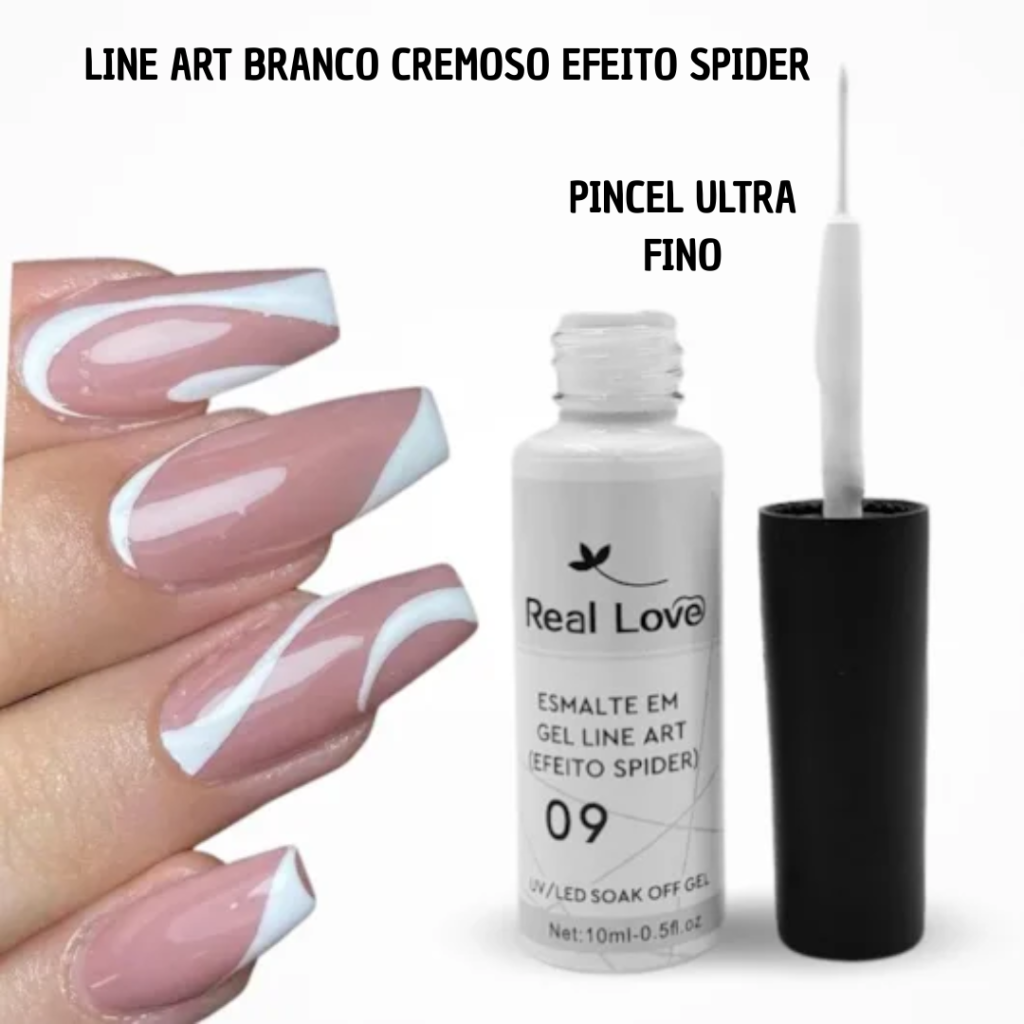 Esmalte UV Gel Real Love Line Art nº 09 Branco Cremoso Spider 