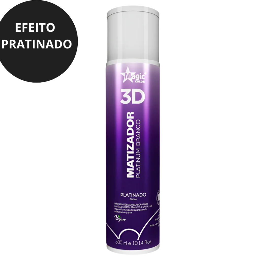 Matizador Loiro Platino Máscara Magic Color 3D Platinum Branco 300ml 
