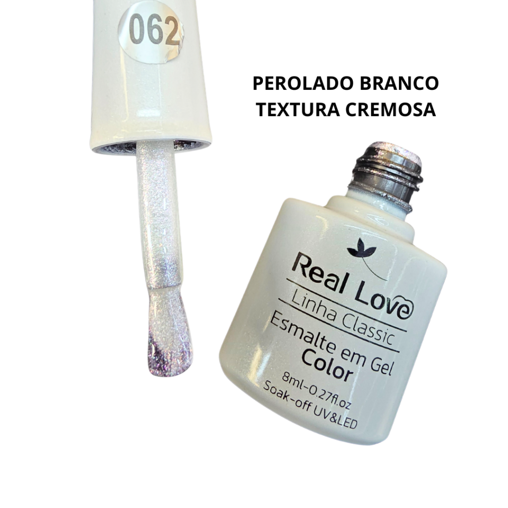 Esmalte UV Gel Real Love 8ml 062 Perolado Branco Cremoso 