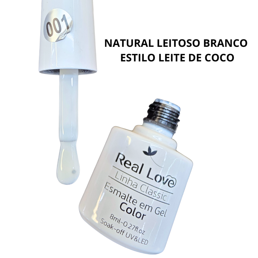 Esmalte UV Gel Real Love 8ml 001 Transparente Leite de Coco