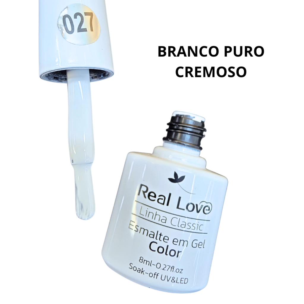 Esmalte UV Gel Real Love 8ml 027 Branco Puro 
