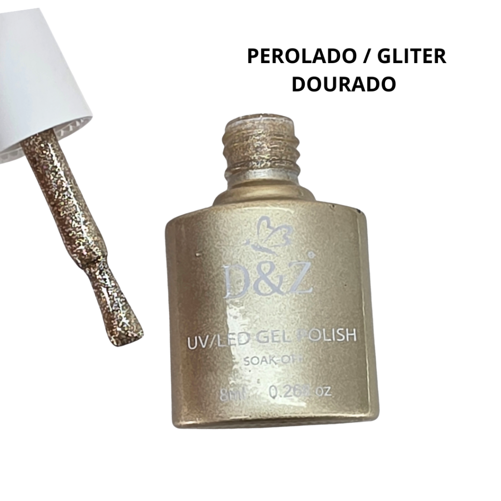 Esmalte UV Gel D&Z 8ml 133 Gliter Dourado / Bege 