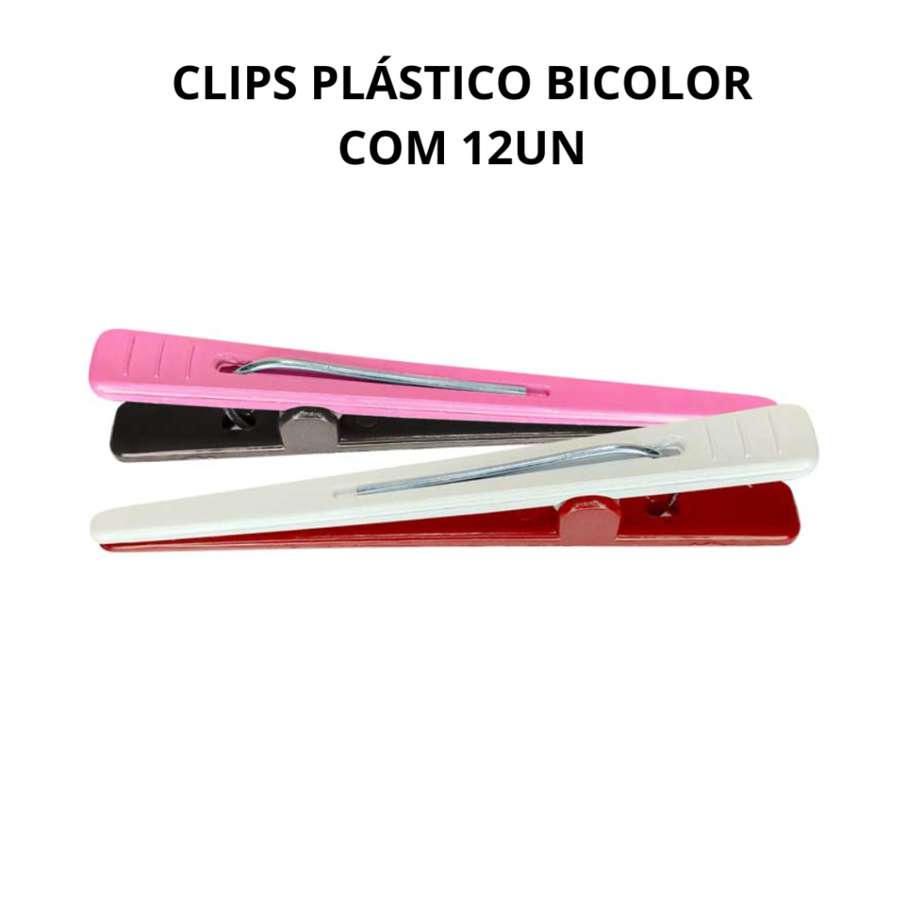 Clips Plástico Bicolor com 12 un