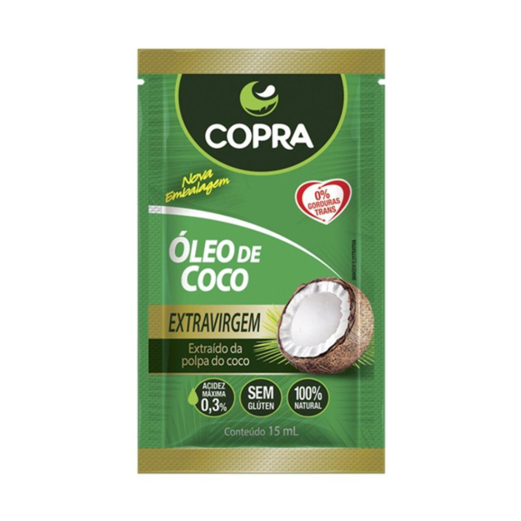 Óleo Vegetal Copra Sachê Coco Extra Virgem 15ml  