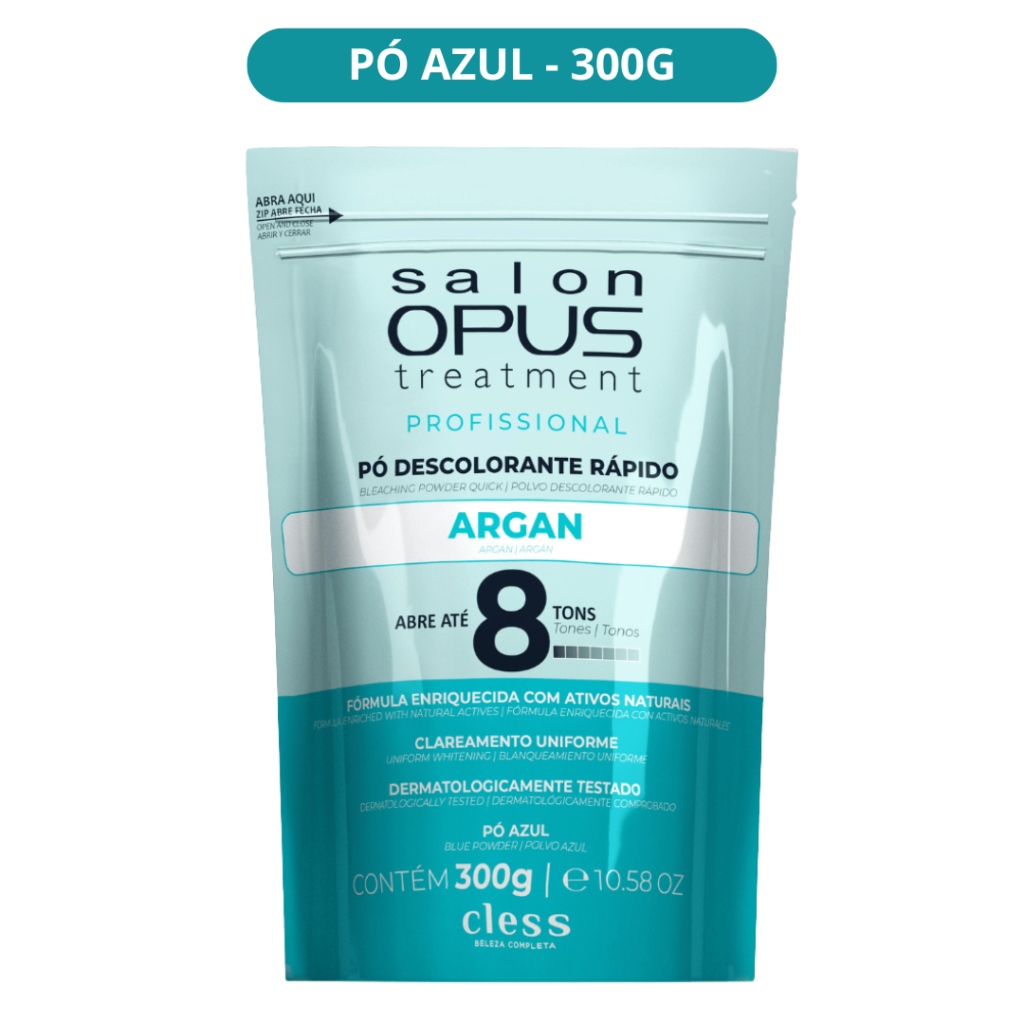 Pó Descolorante 300g Salon Opus Argan 8 tons - Pó Azul 