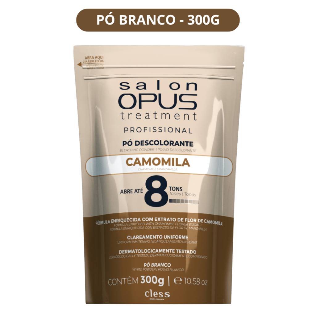 Pó Descolorante 300g Salon Opus Camomila 8 tons - Pó Branco 