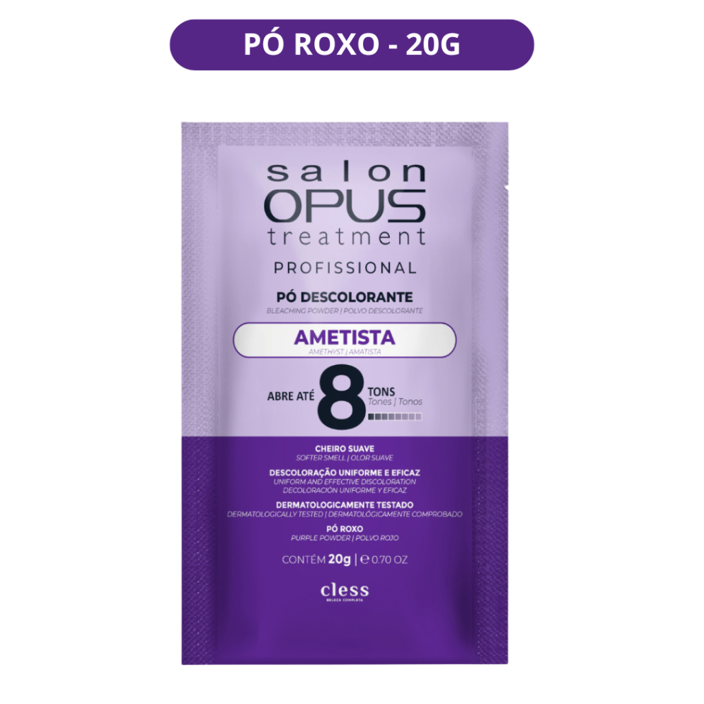 Pó Descolorante 20g Salon Opus Ametista 8 tons - Pó Roxo 