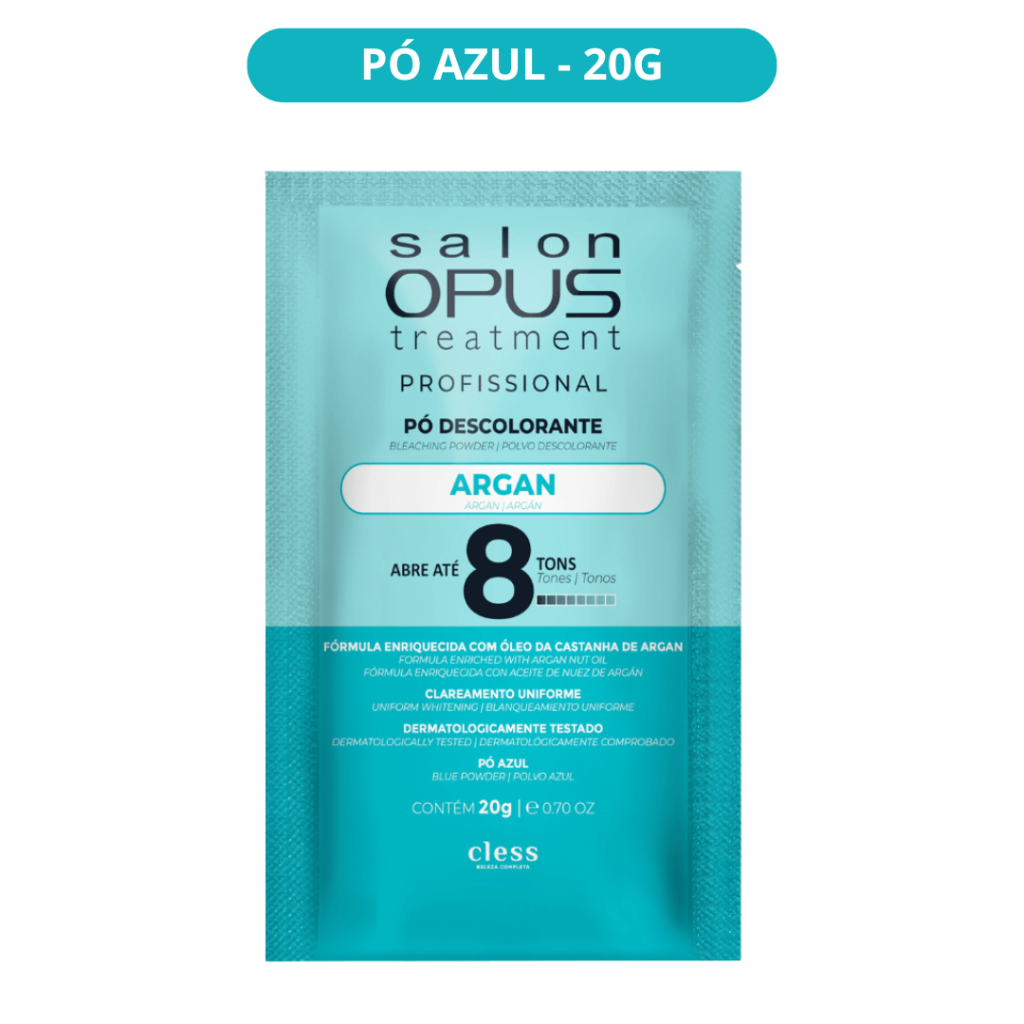 Pó Descolorante 20g Salon Opus Argan 8 tons - Pó Azul 
