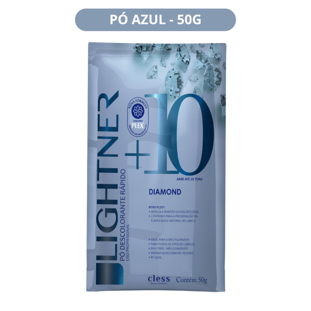 Pó Descolorante 50g Lightner Diamond 10 tons - Pó Azul