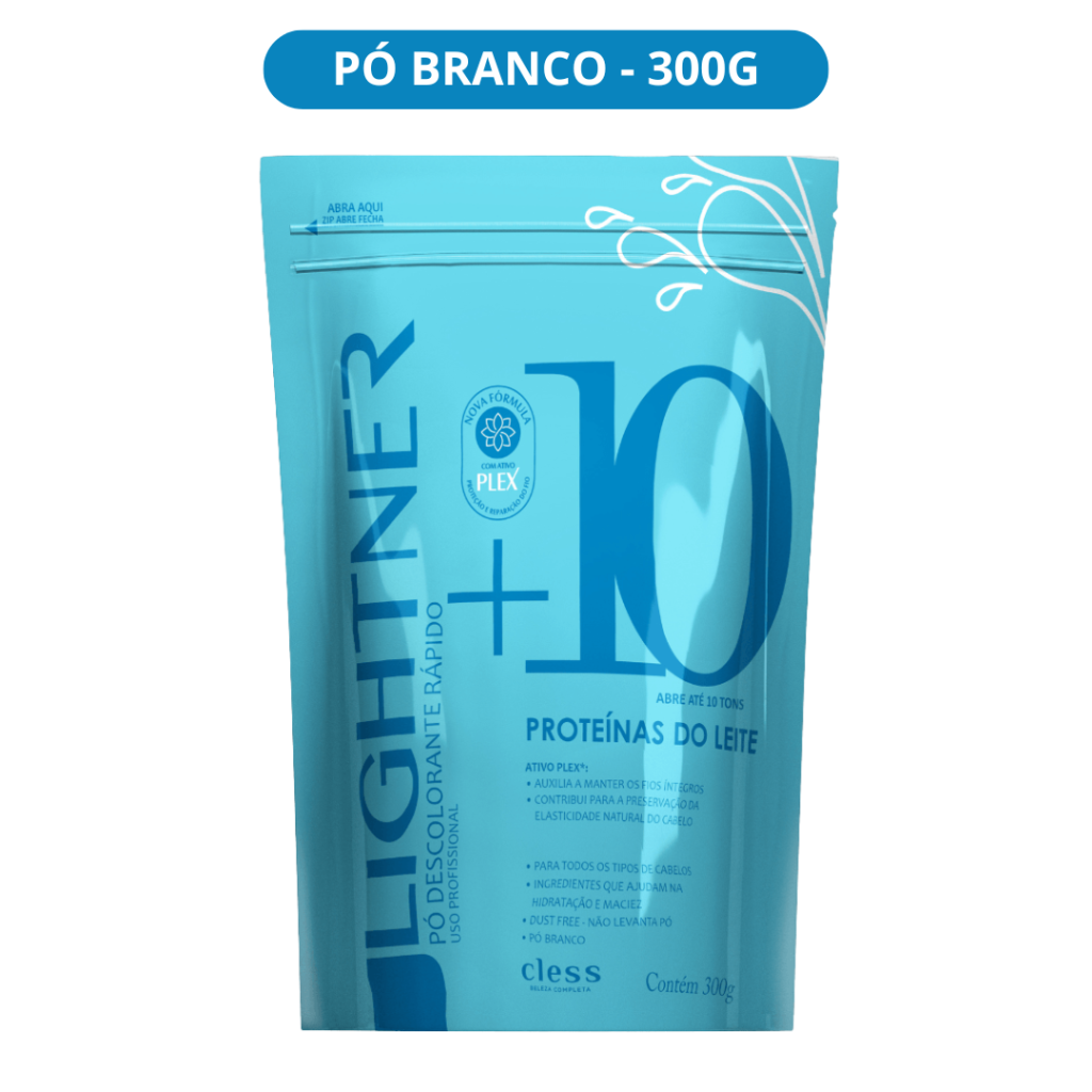 Pó Descolorante 300g Lightner Proteína do Leite 10 tons - Pó Branco  