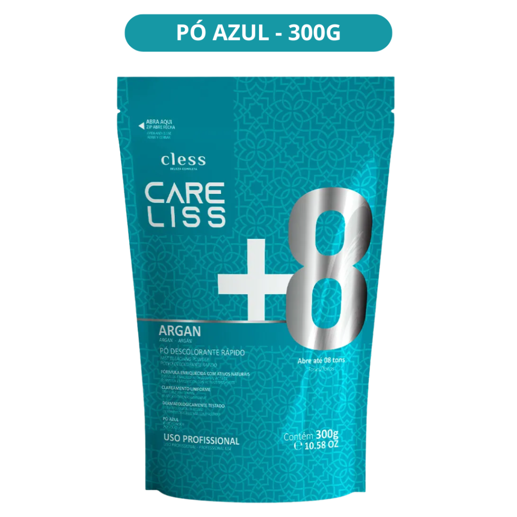 Pó Descolorante 300g Care Liss Argan 8 tons - Pó Azul 