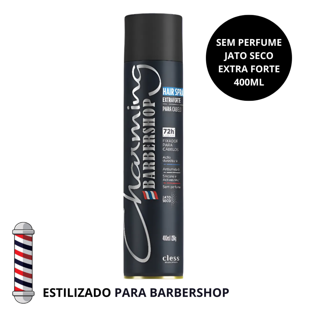 Hair Spray Charming Black Ex. Forte Barbershop Sem Perfume 400ml 
