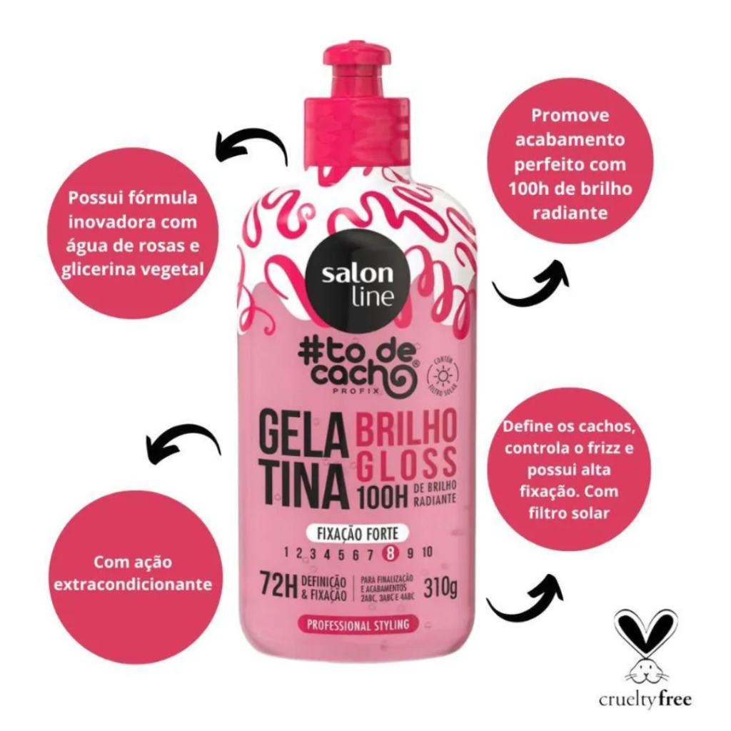 Gelatina Salon Line Brilho Gloss Fixação 8 - 310g 