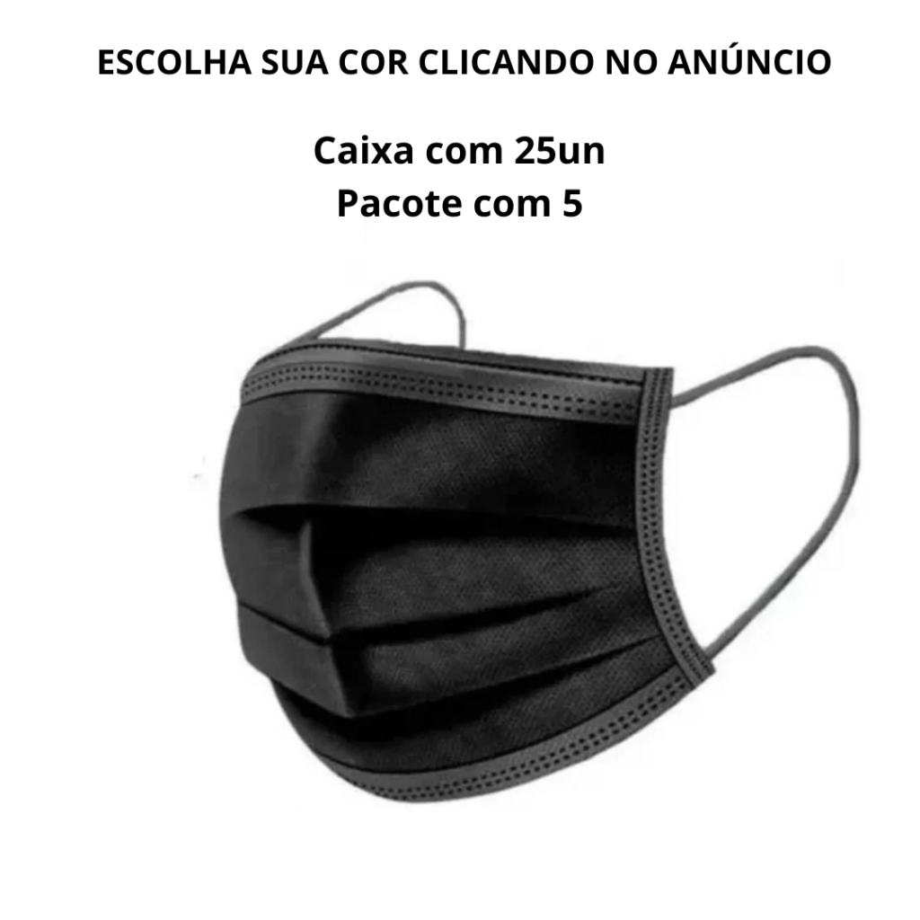 Máscara Descartável TNT Preta 
