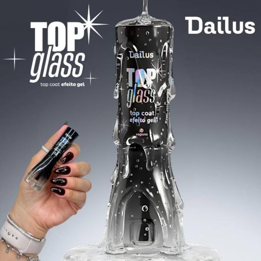 Esmalte Extra Brilho Dailus Top Coat Efeito Gel 