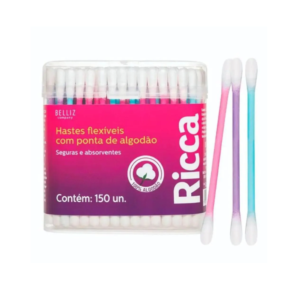 Cotonete Ricca Hastes Flexíveis Caixinha 50un
