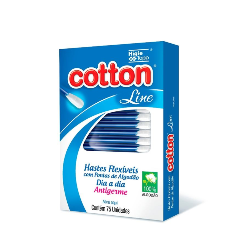 Cotonete Cotton Line Hastes Flexíveis Antigerme 75un