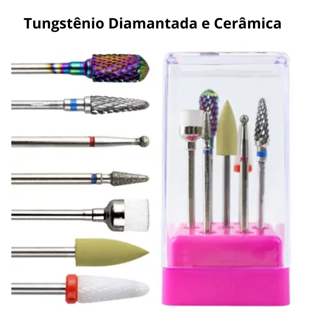 Kit de Broca Tungstênio Diamantada e Cerâmica SUPORTE 