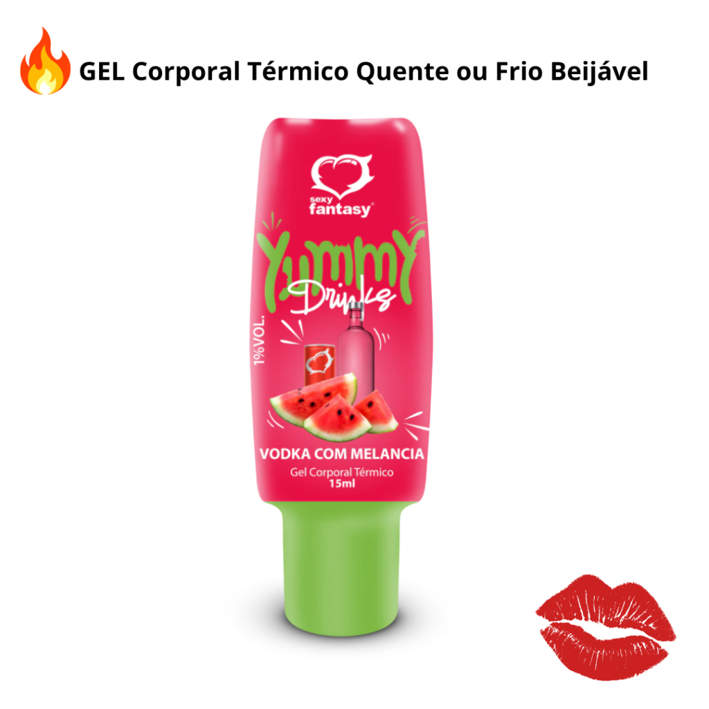 Gel Yummy Térmico Beijável Vodka c/ Melancia 15ml 