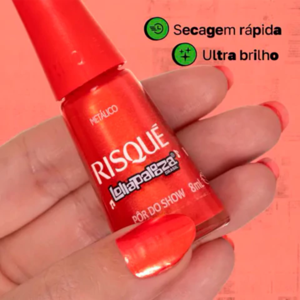 Esmalte Laranja Risqué Lollapalooza Por do Show 