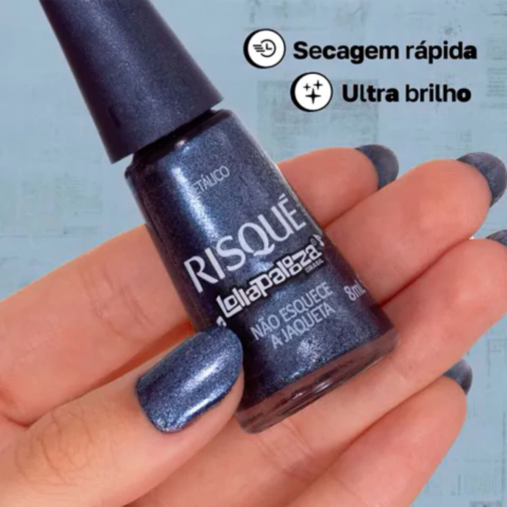 Esmalte Azul Risqué Lollapalooza Não Esquece a Jaqueta