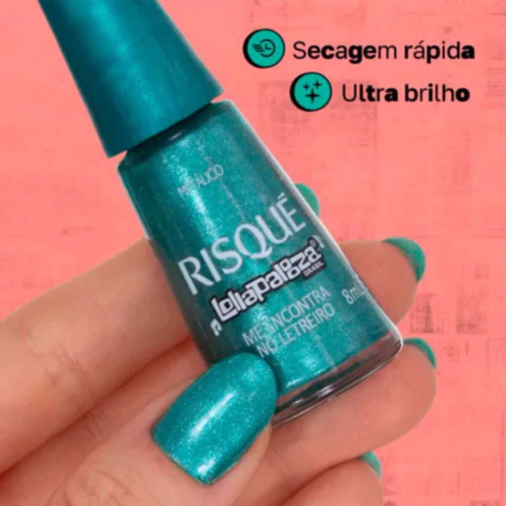 Esmalte Verde Risqué Lollapalooza Me Encontra no Letreiro