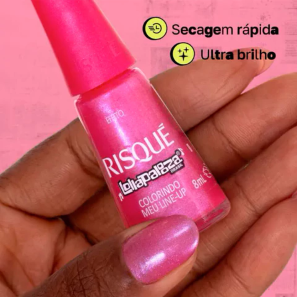 Esmalte Rosa Risqué Lollapalooza Colorindo Meu Line Up