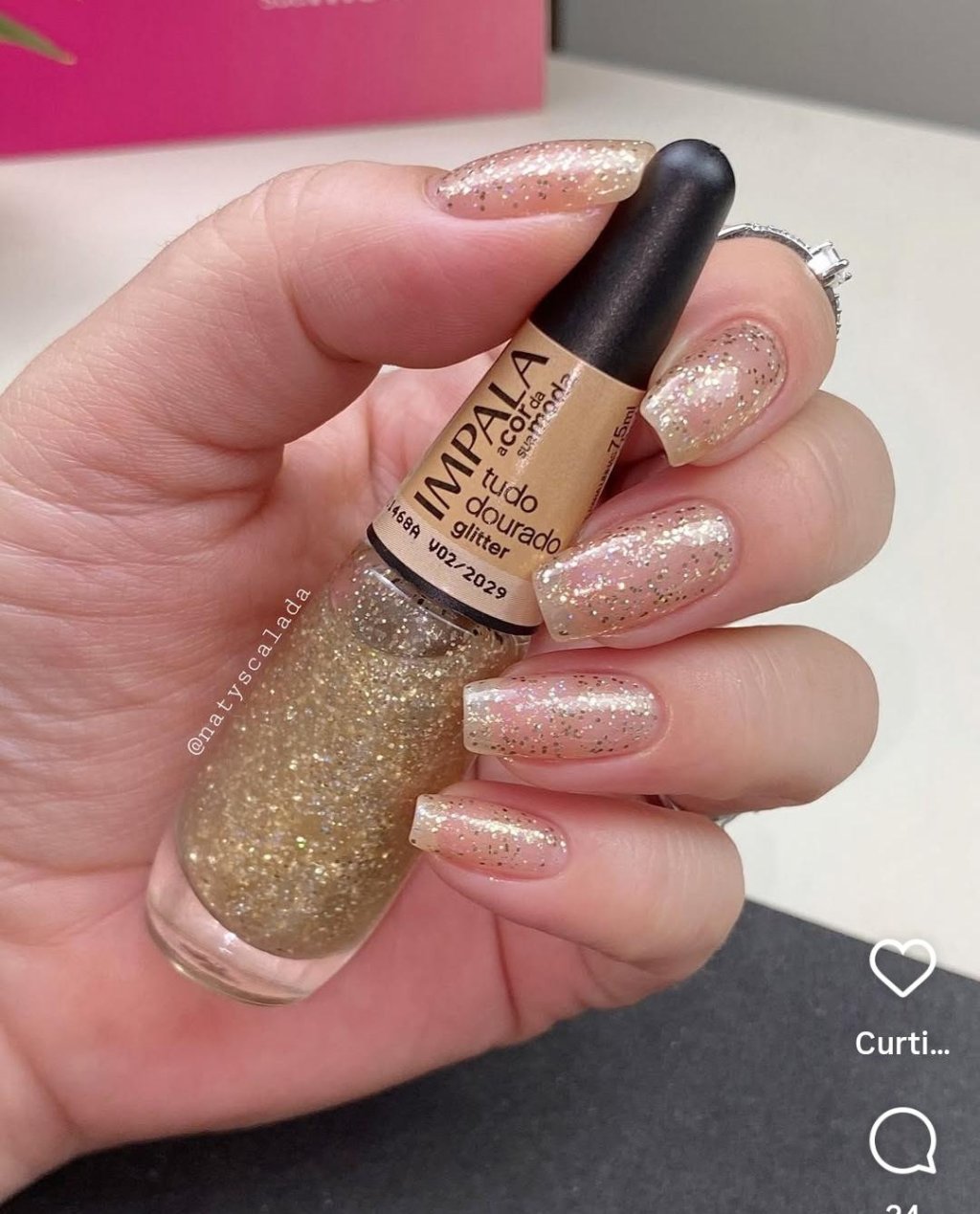 Esmalte Gliter Impala Tudo Dourado