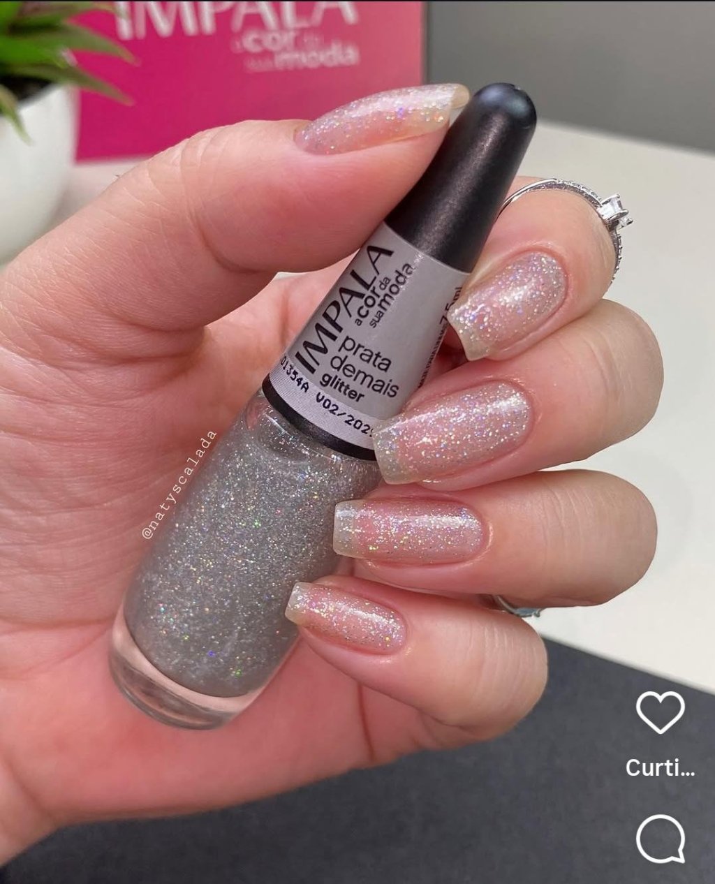 Esmalte Gliter Impala Prata Demais 