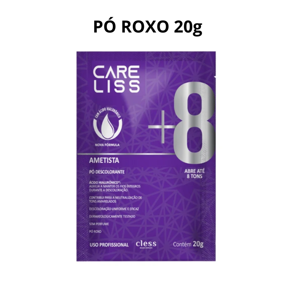 Pó Descolorante 20g Care Liss Ametista 8 tons - Pó Roxo  