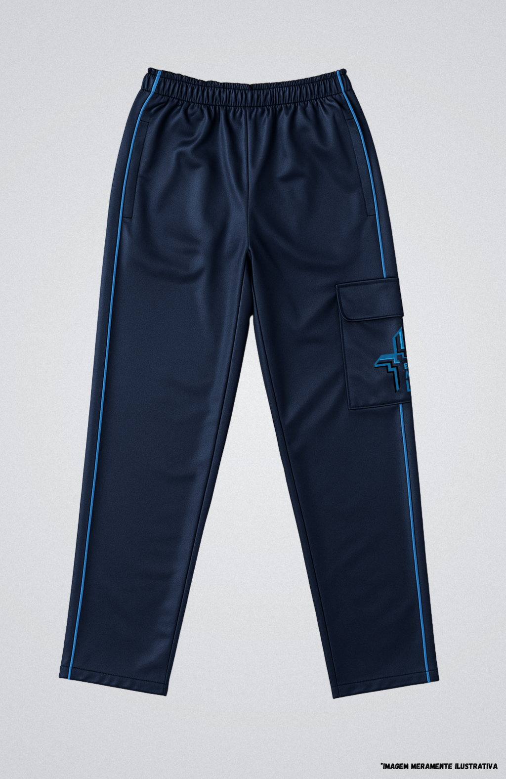 Calça Malha Colegial com Bolso Lateral e Detalhe Azul