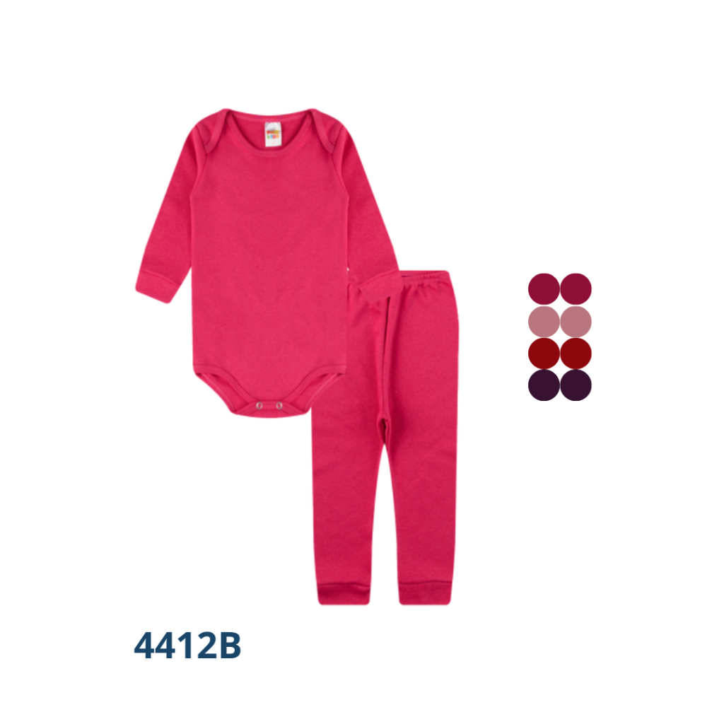 Kit 4 Conjuntos Body Decote Americano e Calça com Punho 
