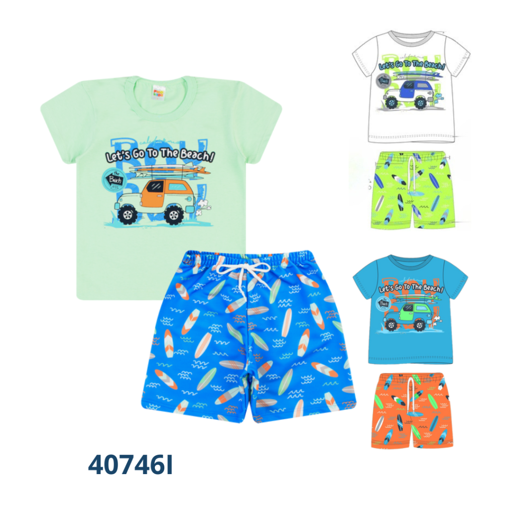 Kit 3 Conjuntos – Camiseta e Bermuda com Cadarço